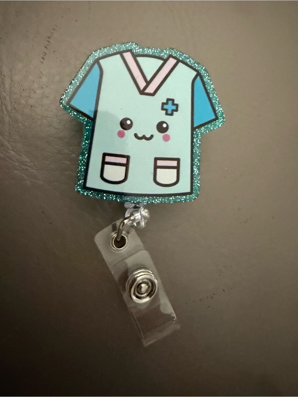 Set of three Scrub Badge Reel – glitter  Retractable ID Holder